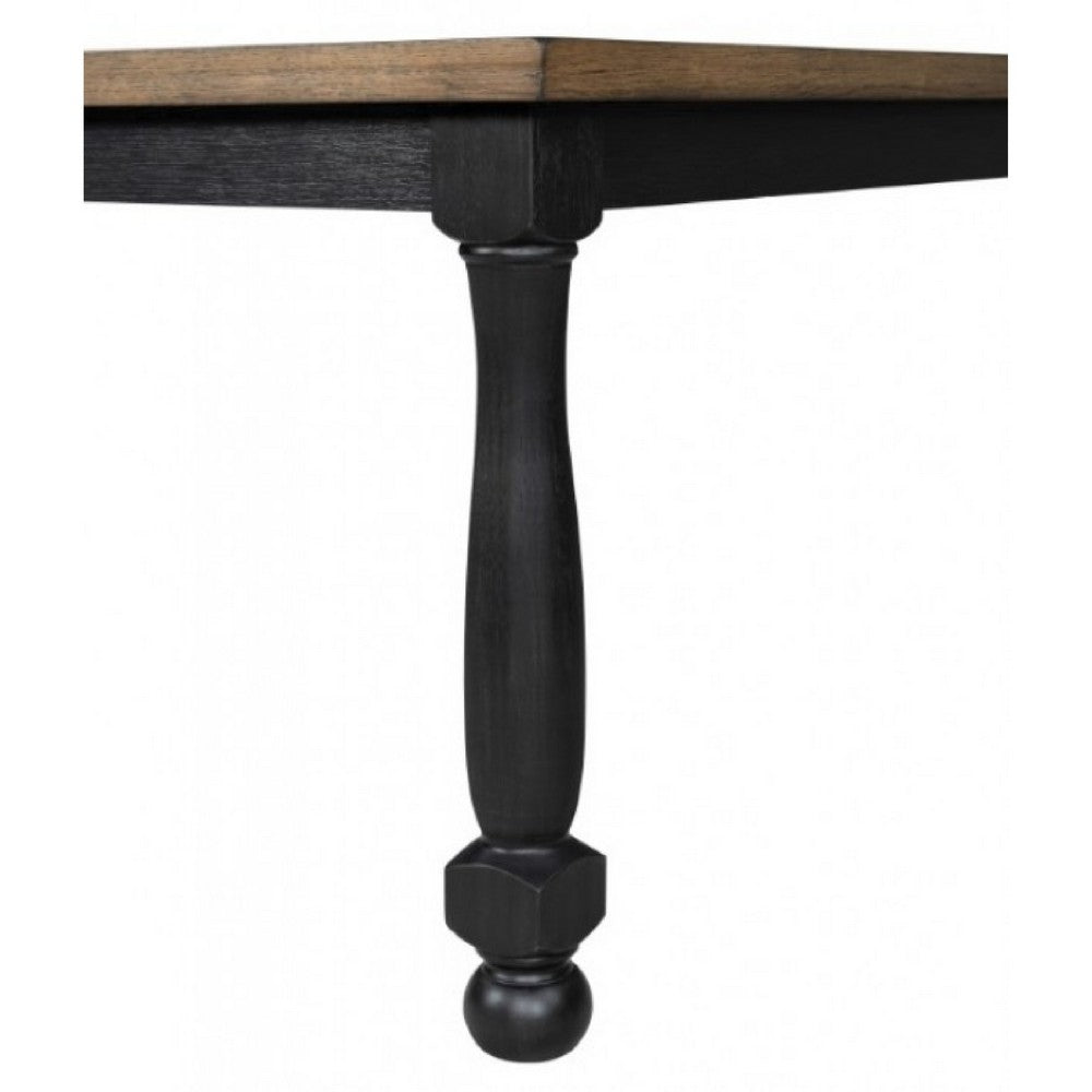 Ginie Dining Table | Farmhouse Legs | Rectangular Oak Black Wood 78"