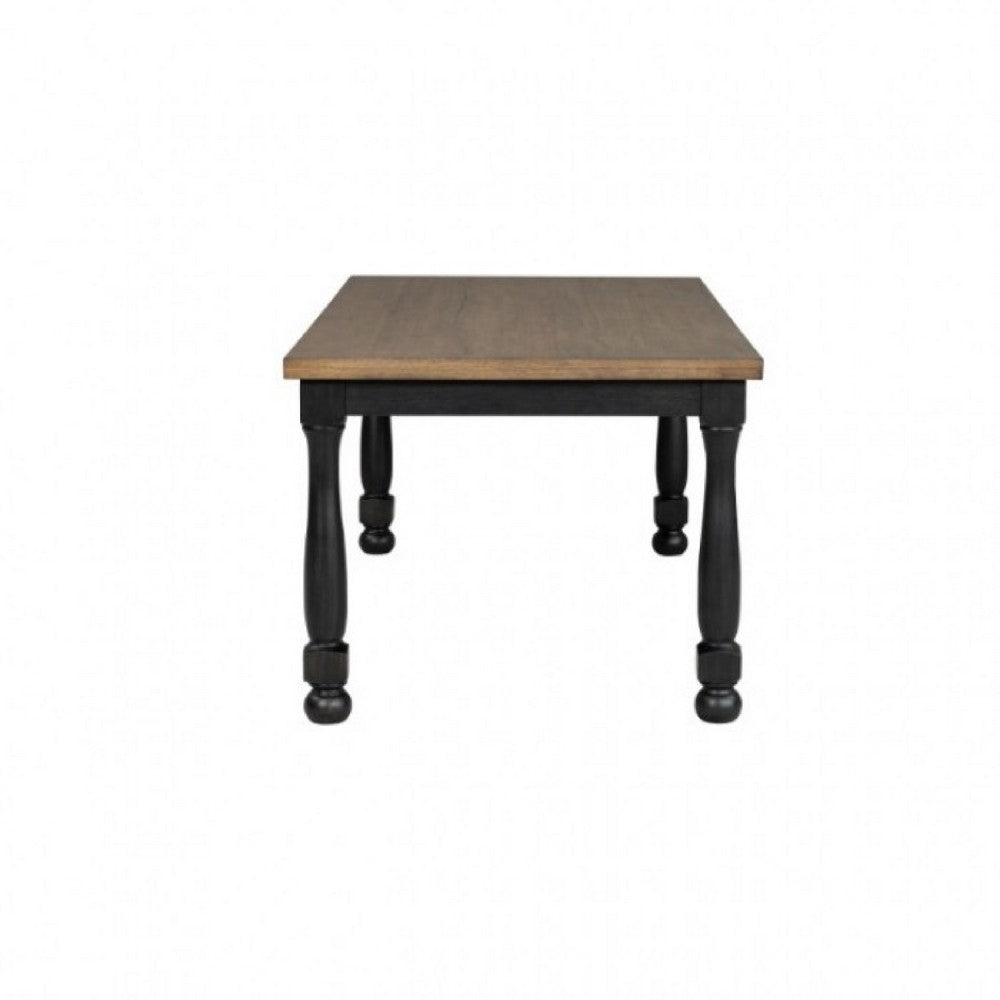 Ginie Dining Table | Farmhouse Legs | Rectangular Oak Black Wood 78"