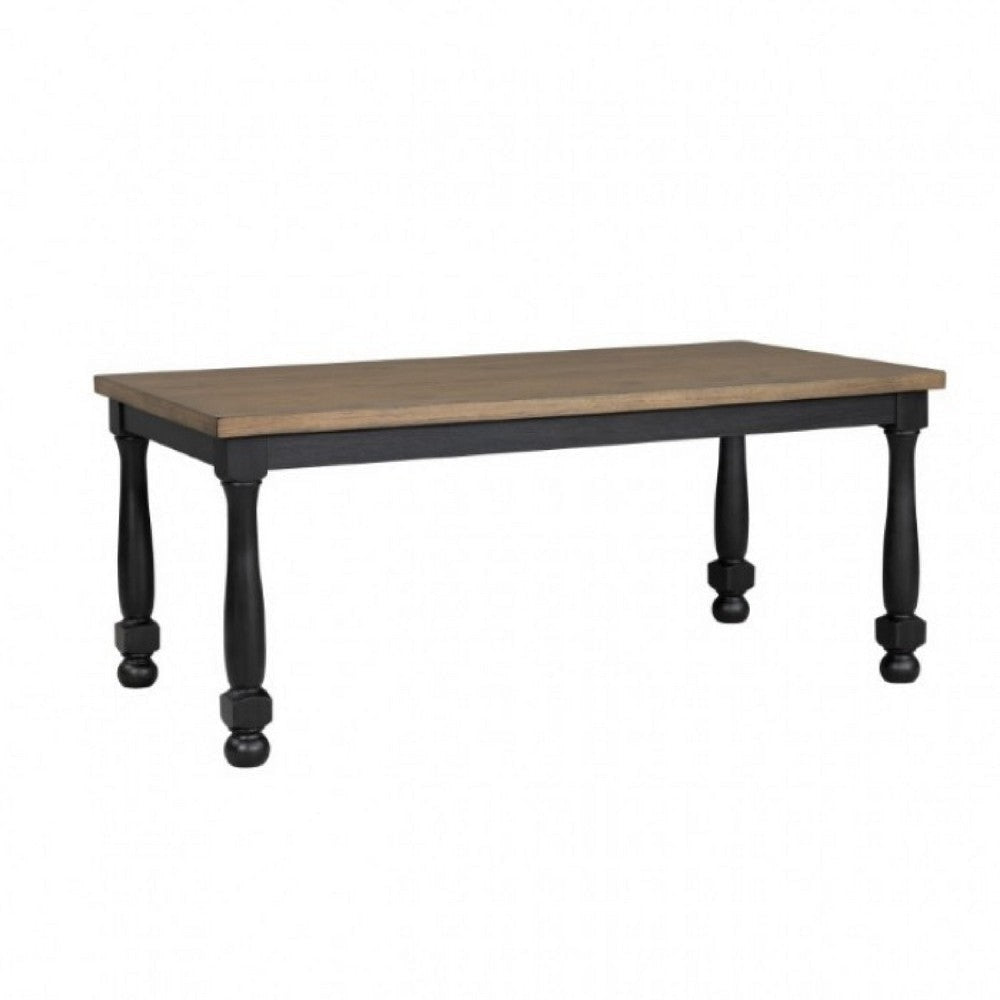 Ginie Dining Table | Farmhouse Legs | Rectangular Oak Black Wood 78"