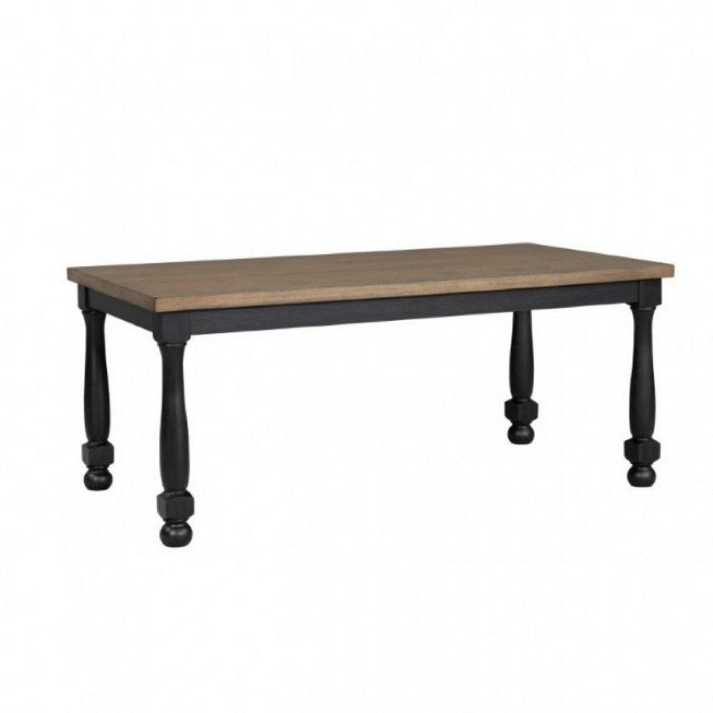 Ginie Dining Table | Farmhouse Legs | Rectangular Oak Black Wood 78"