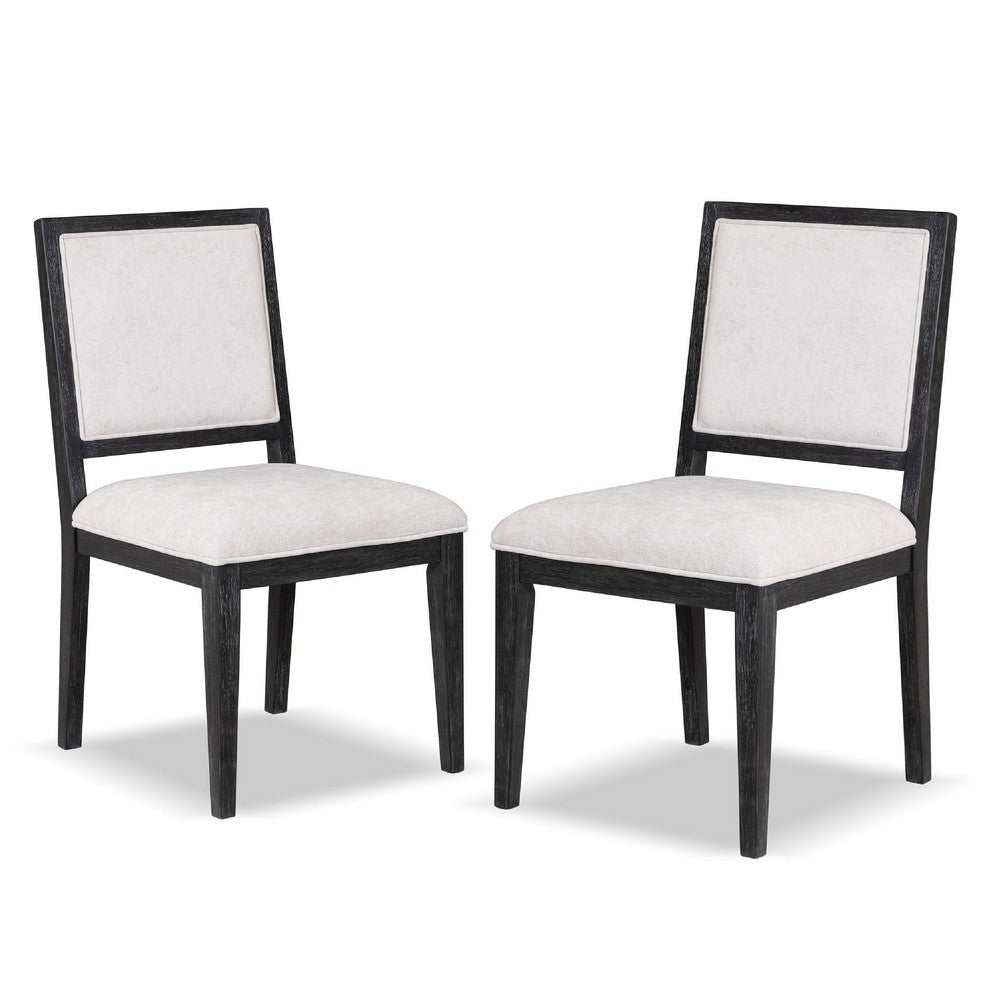 Kizie Dining Side Chair Set of 2 | Farmhouse Panel Design | Black Wood