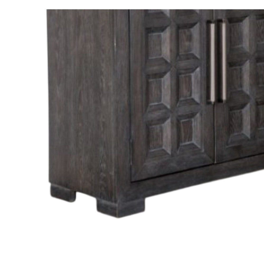 Kizie Sideboard Buffet Console 4 Doors and Shelves | Black Wood 66’’