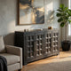 Kizie Sideboard Buffet Console 4 Doors and Shelves | Black Wood 66"