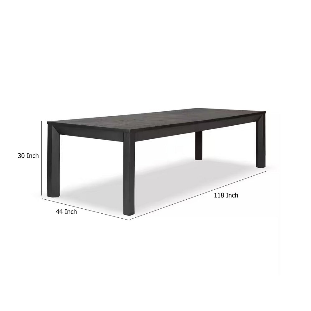 Kizie Dining Table | 94-118" Extendable | Weathered Black Rubberwood