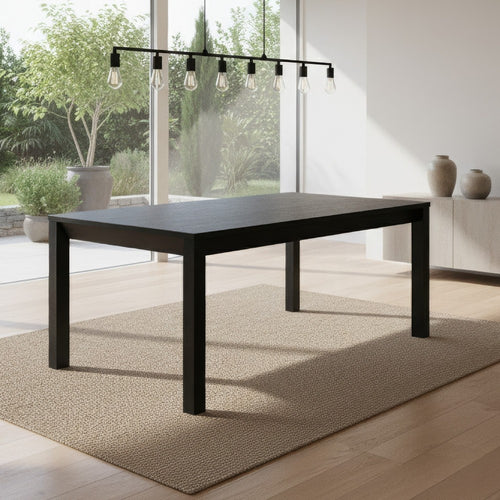 Kizie Dining Table | 94-118" Extendable | Weathered Black Rubberwood