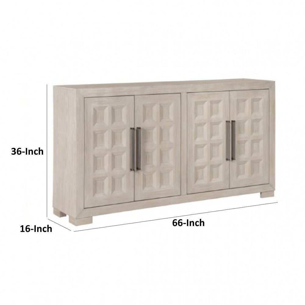 Kizie Sideboard Buffet Console 4 Doors | Shelves | Tawny Brown 66"