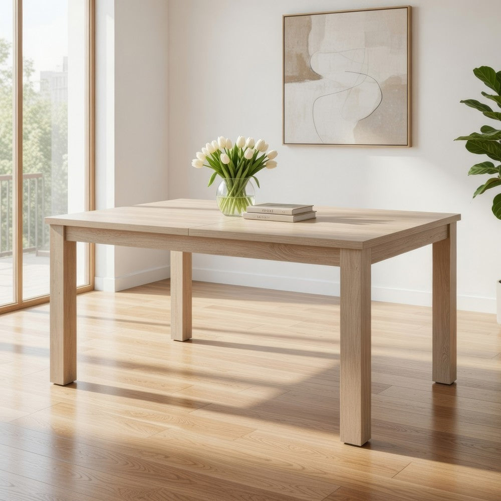 Kizie Dining Table | 94-118" Extendable Top | Tawny Brown Rubberwood