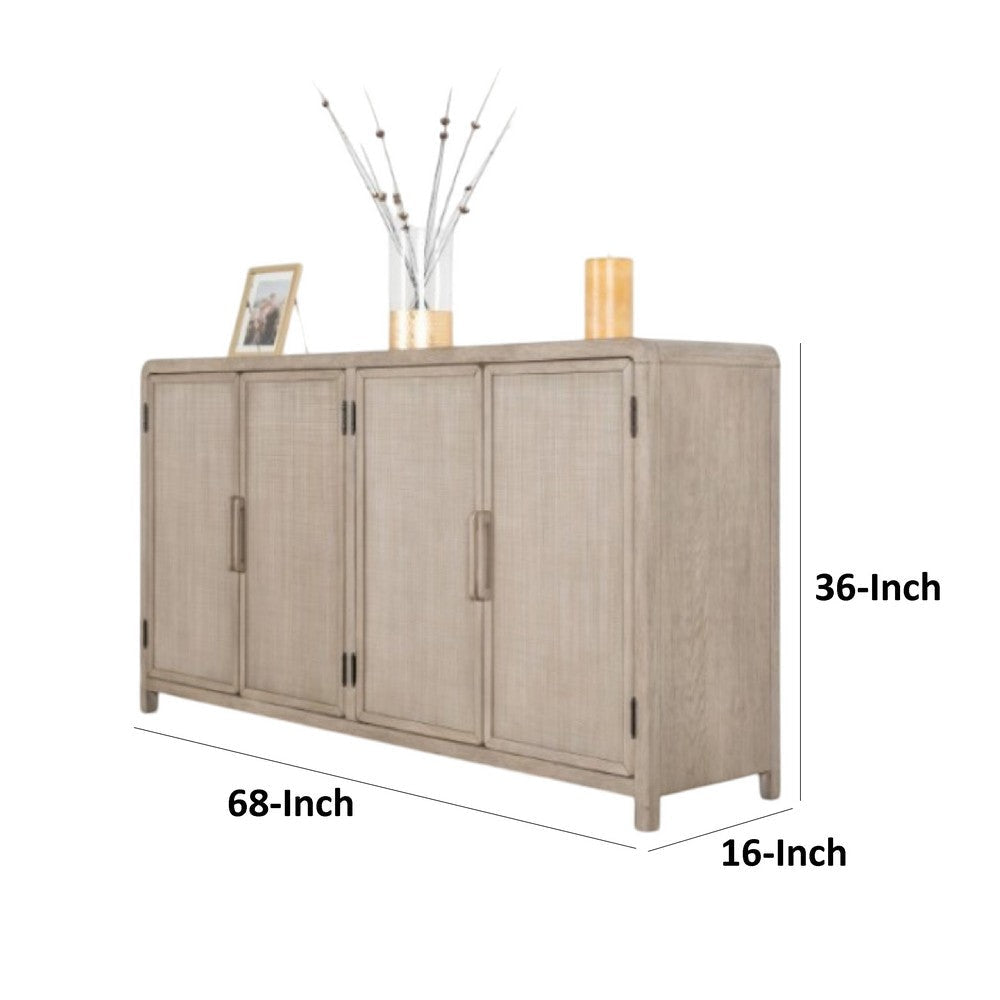 Giva Sideboard Buffet Console 4 Doors | Rattan Patterns | Brown 68’’ BM333748