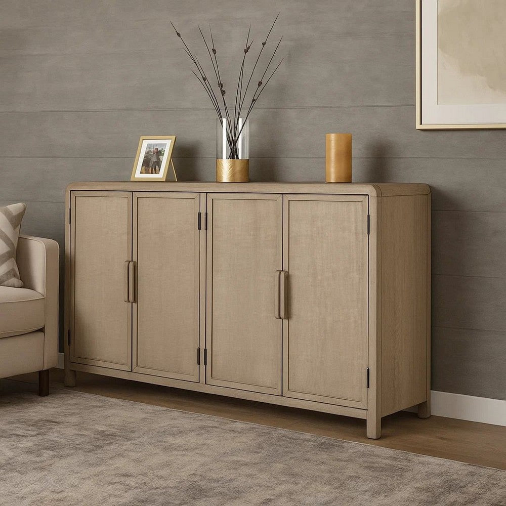 Giva Sideboard Buffet Console 4 Doors | Rattan Patterns | Brown 68"