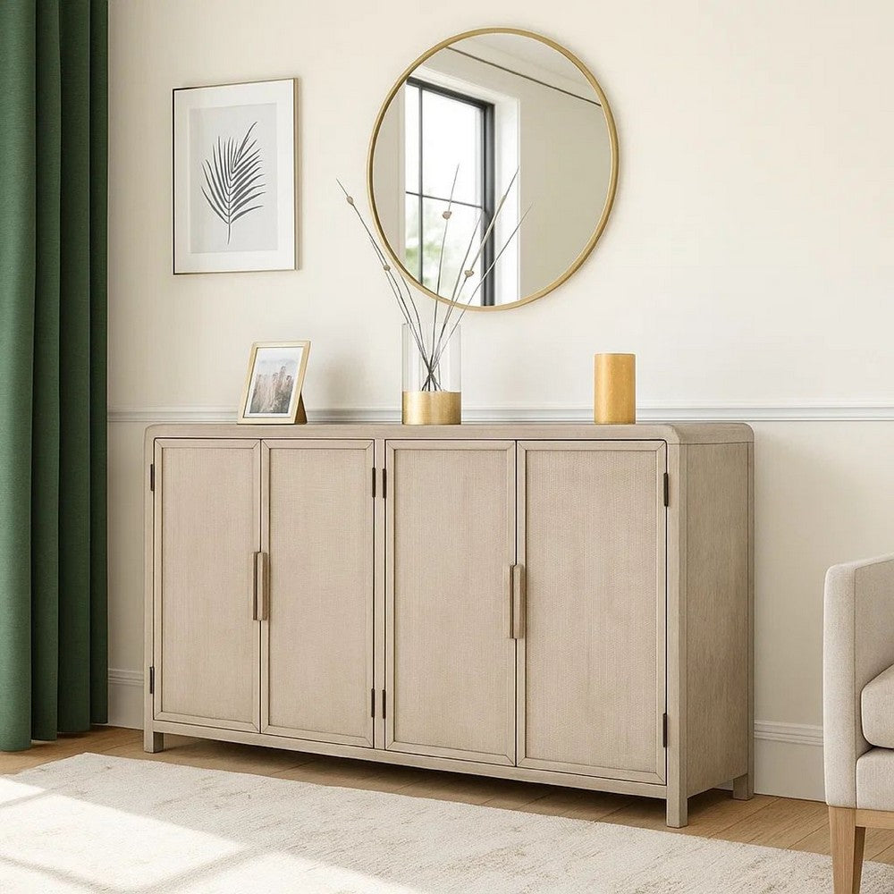 Giva Sideboard Buffet Console 4 Doors | Rattan Patterns | Brown 68"