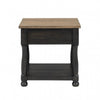 Ginie End Table | 1 Drawer | Black and Brown Solid Rubberwood | 24’’