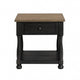 Ginie End Table | 1 Drawer | Black and Brown Solid Rubberwood | 24’’