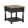 Ginie End Table | 1 Drawer | Black and Brown Solid Rubberwood | 24"