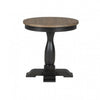 Ginie Round End Table | Rustic Black Brown Solid Rubberwood | 24"