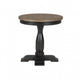 Ginie Round End Table | Rustic Black Brown Solid Rubberwood | 24"