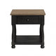 Ginie Chairside End Table | 1 Drawer | Black Brown Solid Wood | 24’’