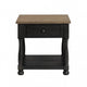 Ginie Chairside End Table | 1 Drawer | Black Brown Solid Wood | 24"