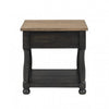 Ginie Chairside End Table | 1 Drawer | Black Brown Solid Wood | 24"
