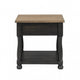 Ginie Chairside End Table | 1 Drawer | Black Brown Solid Wood | 24"