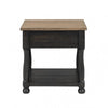 Ginie Chairside End Table | 1 Drawer | Black Brown Solid Wood | 24’’