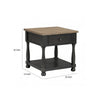 Ginie Chairside End Table | 1 Drawer | Black Brown Solid Wood | 24"