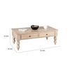 Cherie Coffee Table | 2 Drawers | Light White Washed Solid Wood | 52’’ BM333753