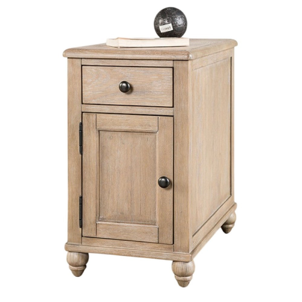 Cherie Side End Table | 1 Drawers 1 Door | Light White Wash | 24"