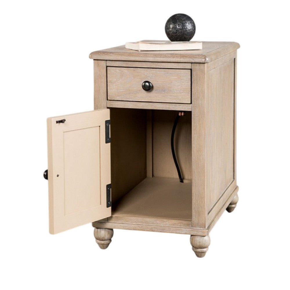 Cherie Side End Table | 1 Drawers 1 Door | Light White Wash | 24"