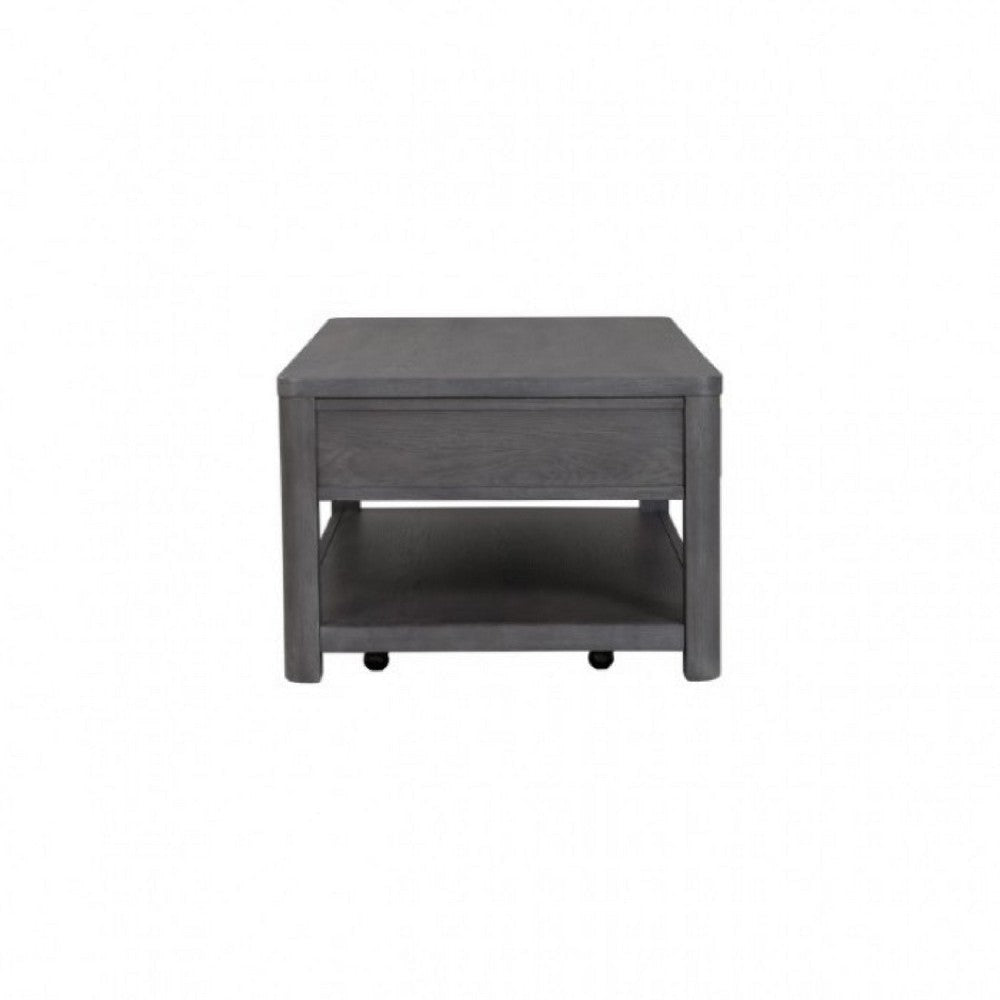 Zoko Coffee Table | 2 Drawers | Wheels | Ash Gray Rubberwood | 48’’ BM333756