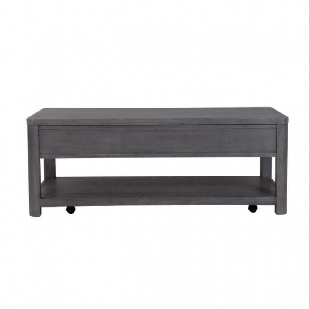 Zoko Coffee Table | 2 Drawers | Wheels | Ash Gray Rubberwood | 48’’ BM333756