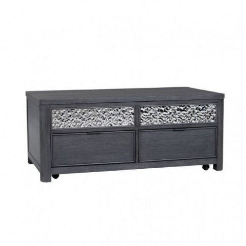 Zoko Lift Top Coffee Table | 2 Drawers | Wheels Ash Gray Wood | 46"