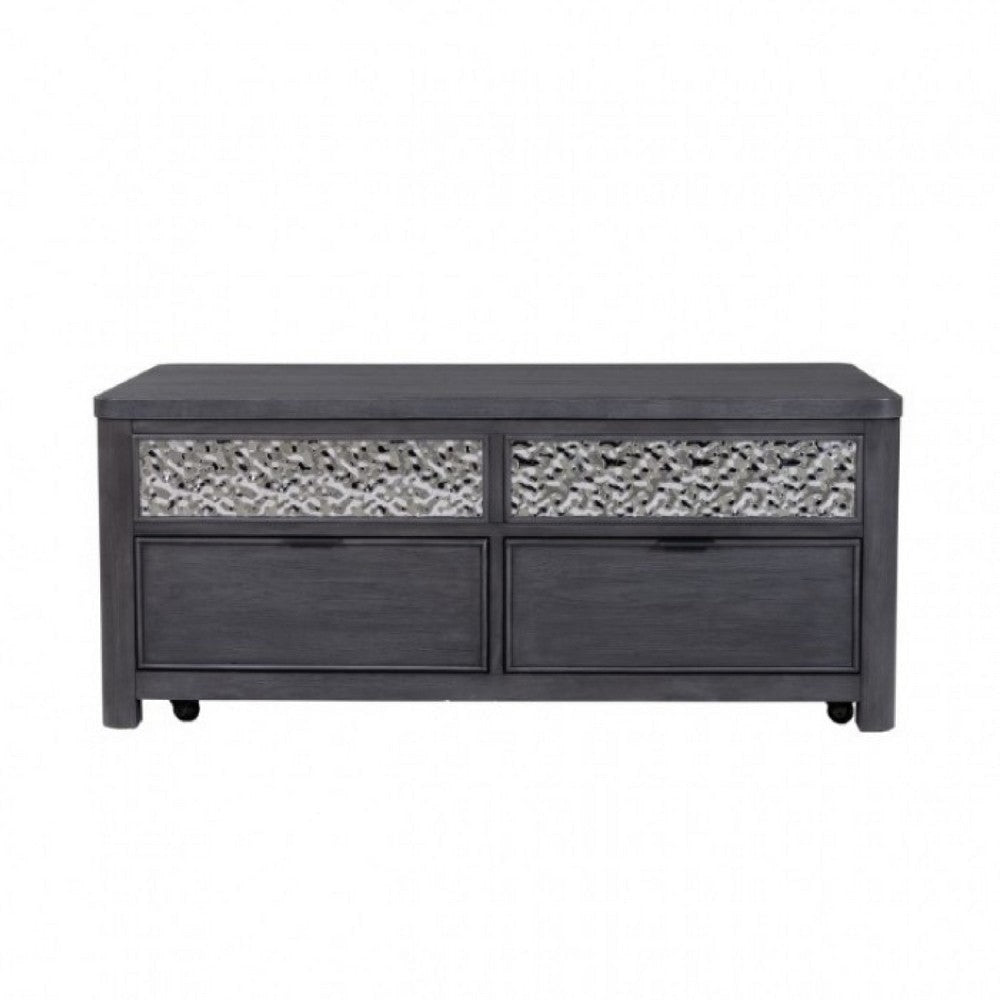 Zoko Lift Top Coffee Table | 2 Drawers | Wheels Ash Gray Wood | 46’’ BM333757