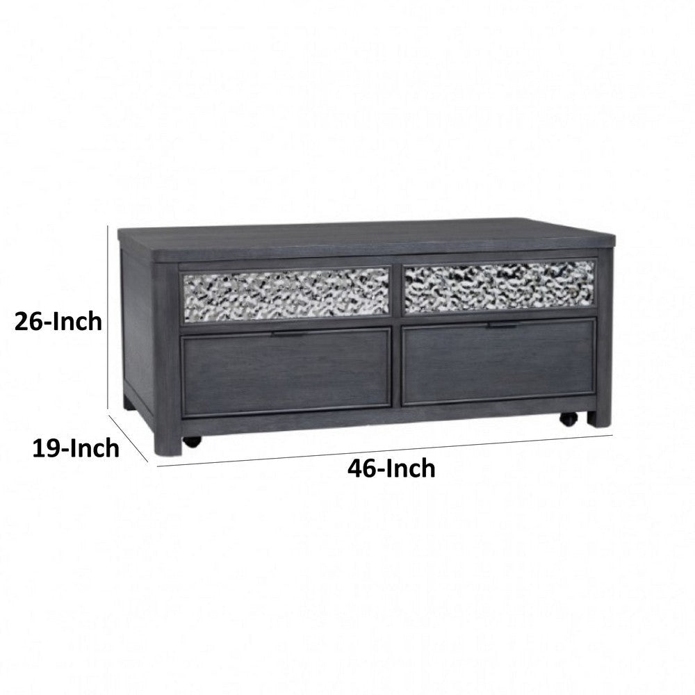 Zoko Lift Top Coffee Table | 2 Drawers | Wheels Ash Gray Wood | 46’’ BM333757