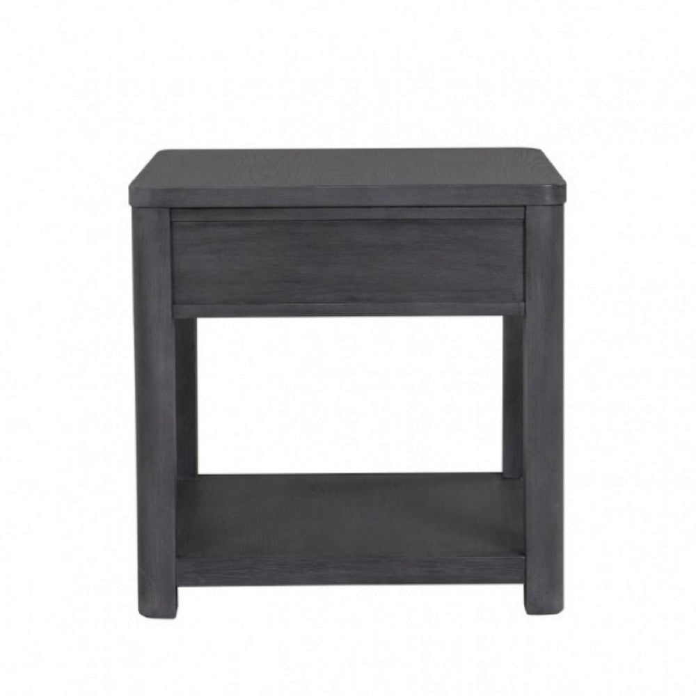 Zoko Side End Table | 1 Drawer | 1 Shelf | Ash Gray Rubberwood | 24’’ BM333758