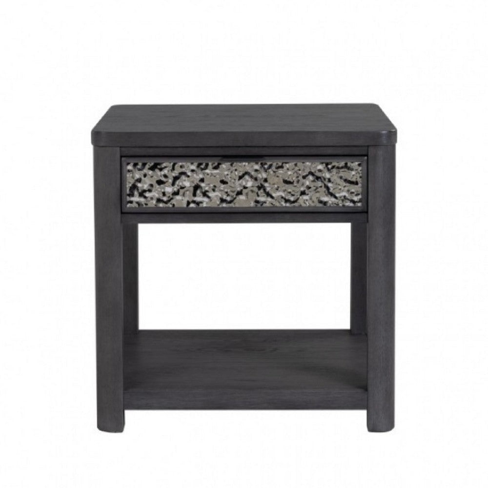 Zoko Side End Table | 1 Drawer | 1 Shelf | Ash Gray Rubberwood | 24"