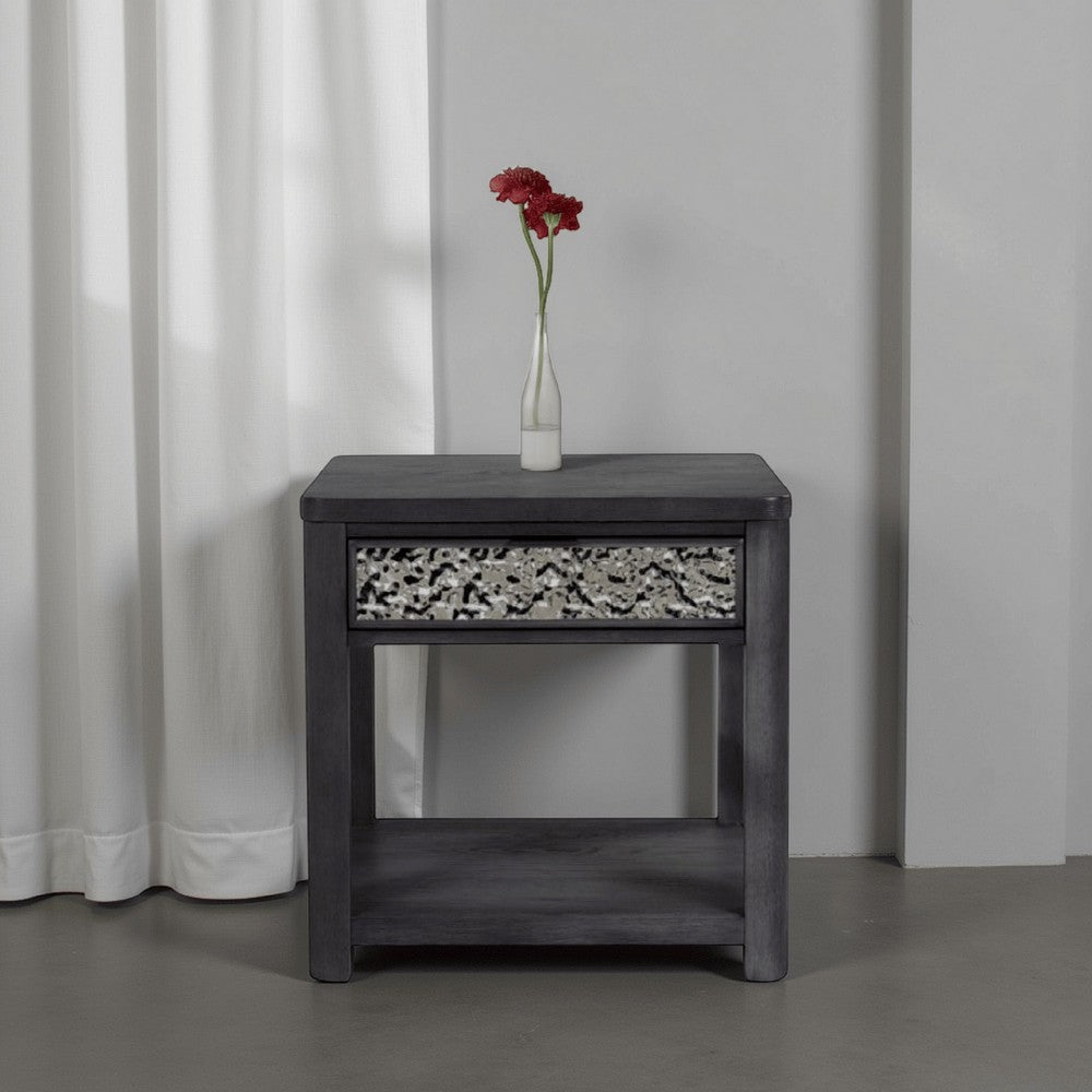 Zoko Side End Table | 1 Drawer | 1 Shelf | Ash Gray Rubberwood | 24’’ BM333758