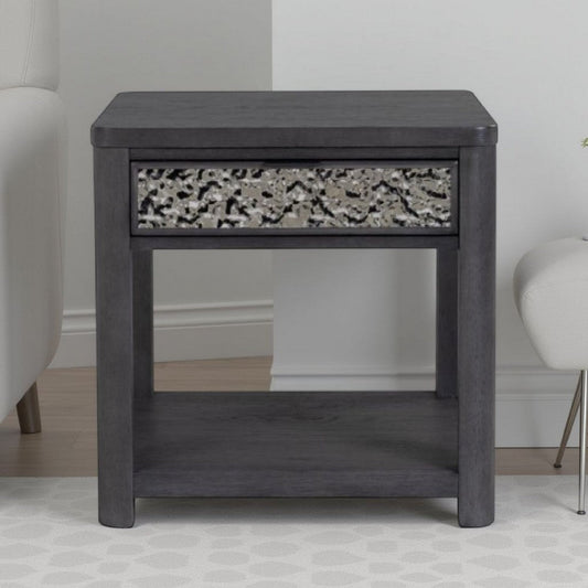 Zoko Side End Table | 1 Drawer | 1 Shelf | Ash Gray Rubberwood | 24"