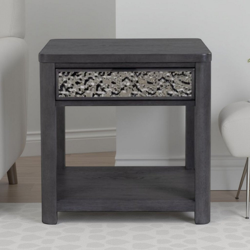 Zoko Side End Table | 1 Drawer | 1 Shelf | Ash Gray Rubberwood | 24"