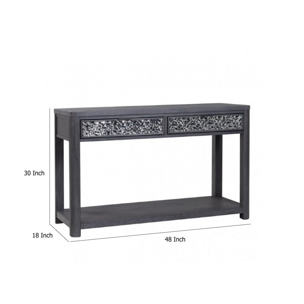 Zoko Sofa Table | 2 Drawers and 1 Shelf | Ash Gray Rubberwood | 48’’ BM333759