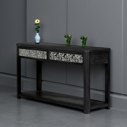 Zoko Sofa Table | 2 Drawers and 1 Shelf | Ash Gray Rubberwood | 48"