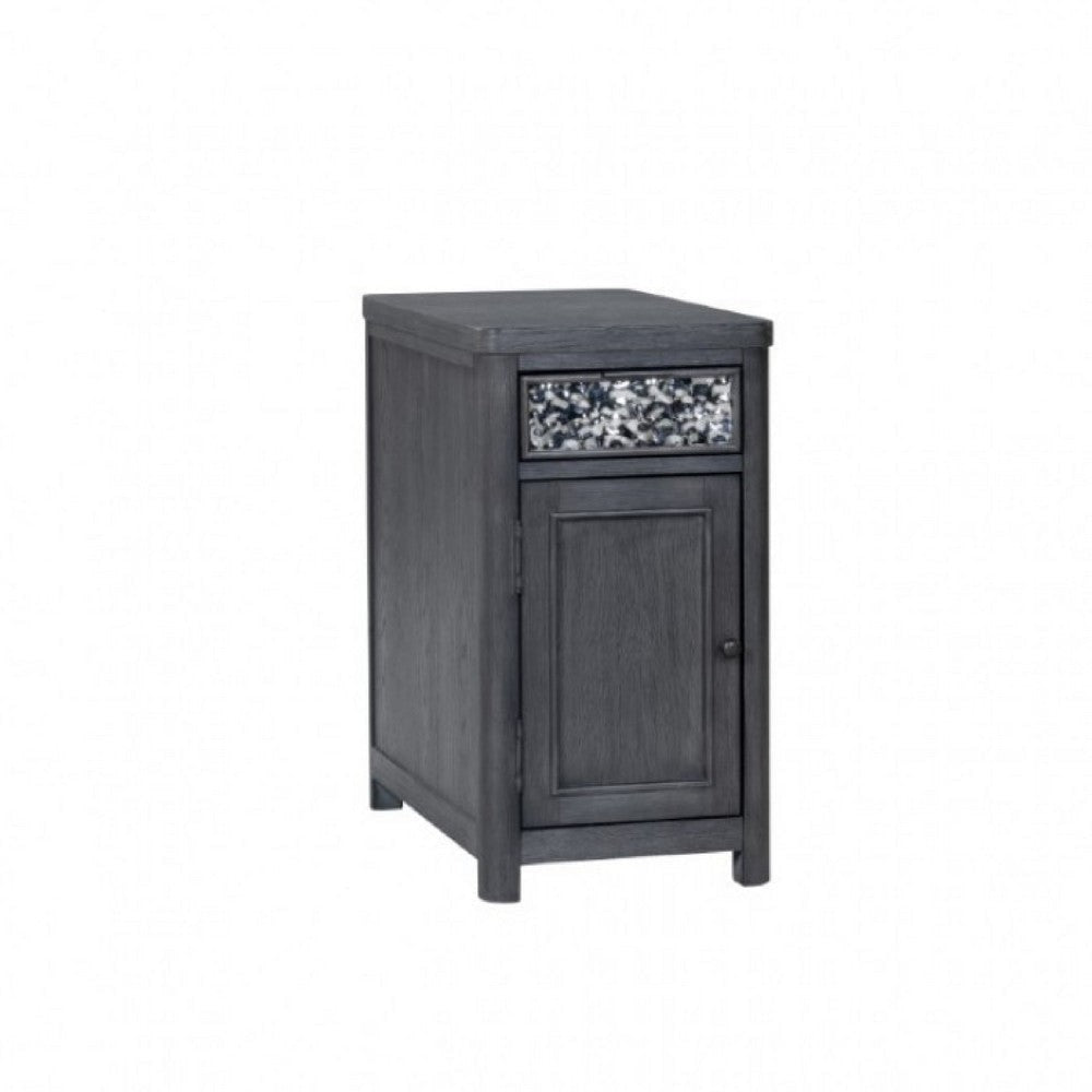 Zoko Chairside End Table | Drawer and USB Ports | Ash Gray Wood | 26"