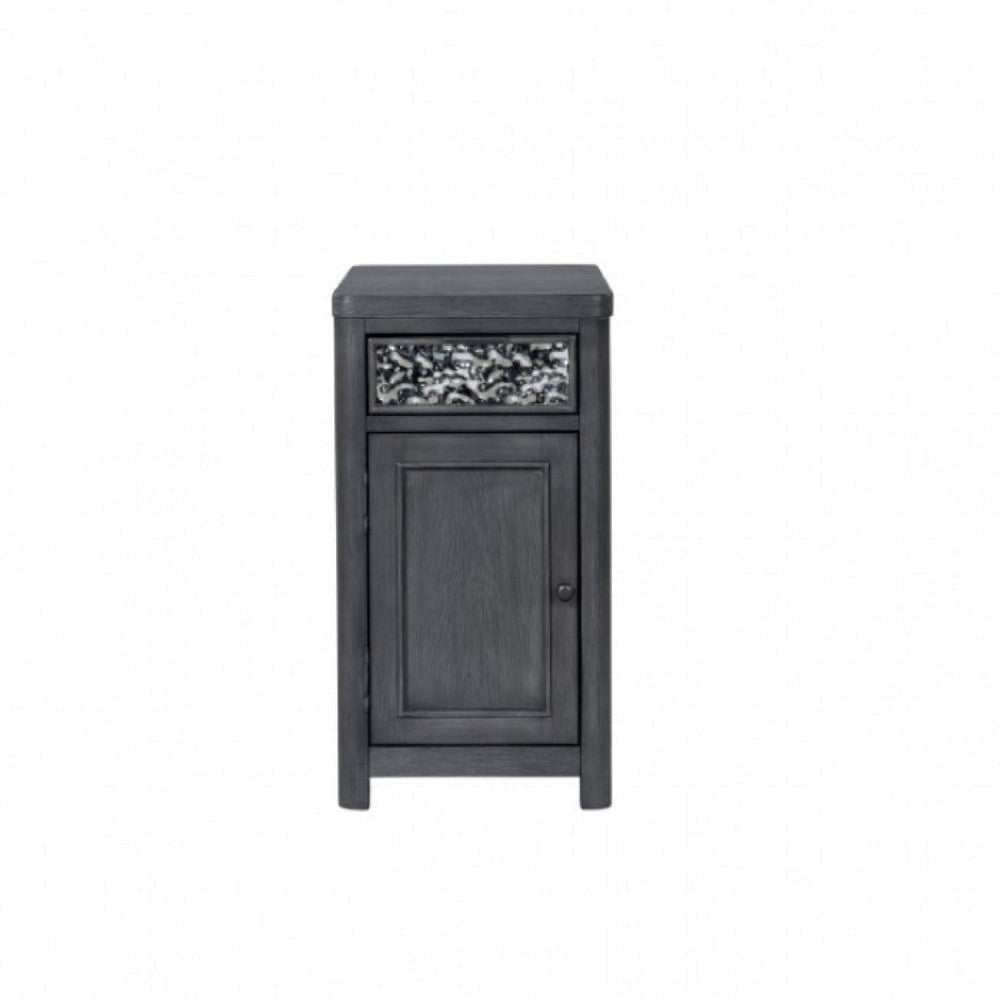 Zoko Chairside End Table | Drawer and USB Ports | Ash Gray Wood | 26’’ BM333760