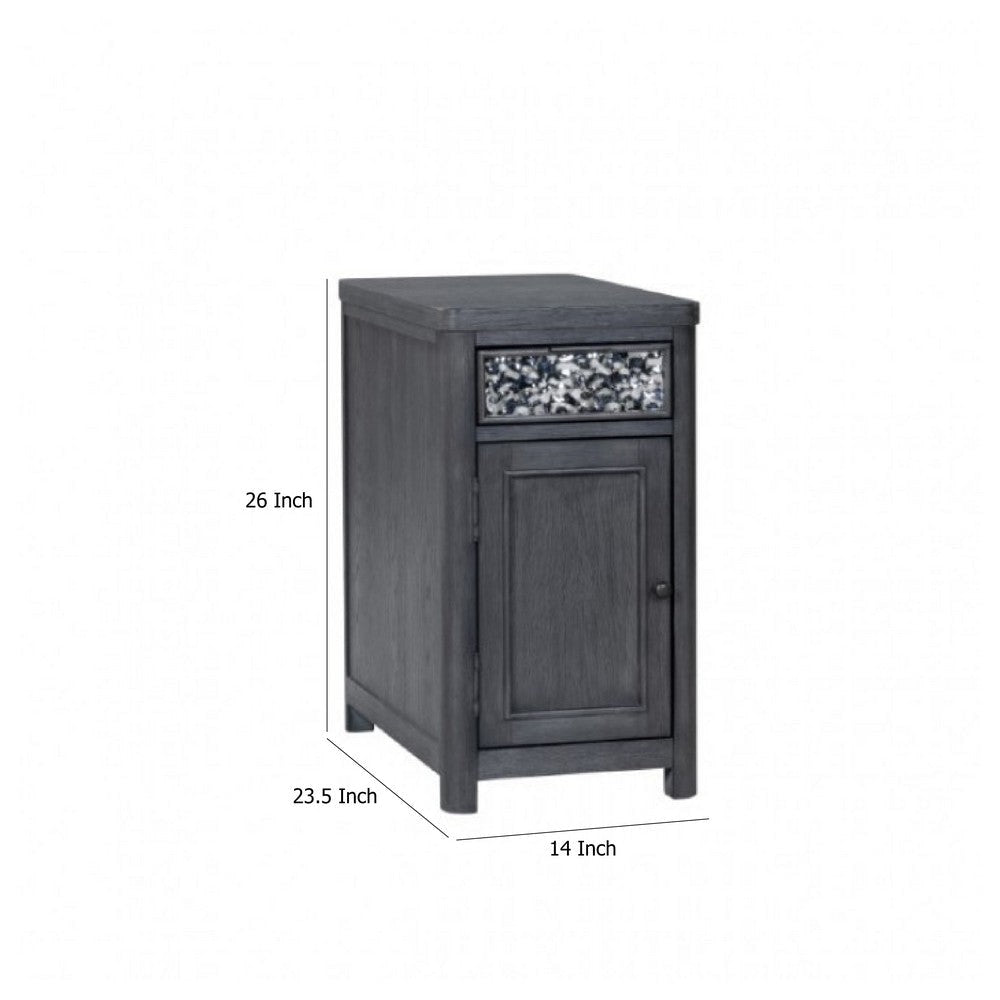 Zoko Chairside End Table | Drawer and USB Ports | Ash Gray Wood | 26’’ BM333760
