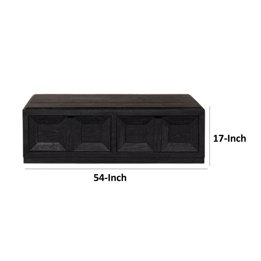 Kizie Coffee Table | Drawers | Caster Wheels | Black Rubberwood | 54’’ BM333761