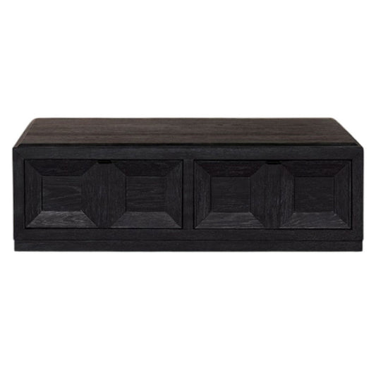 Kizie Coffee Table | Drawers | Caster Wheels | Black Rubberwood | 54"