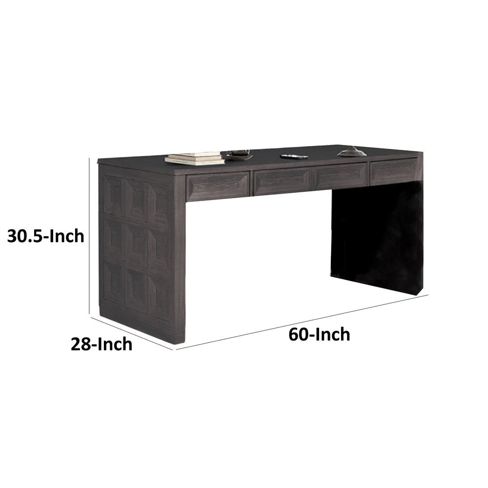 Kizie Writing Desk | 4 Drawers | Black Rubberwood | Rectangular 60’’ BM333762