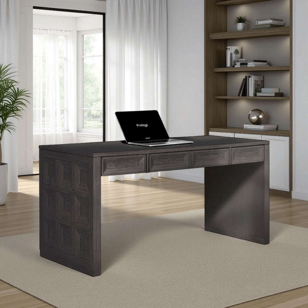 Kizie Writing Desk | 4 Drawers | Black Rubberwood | Rectangular 60"