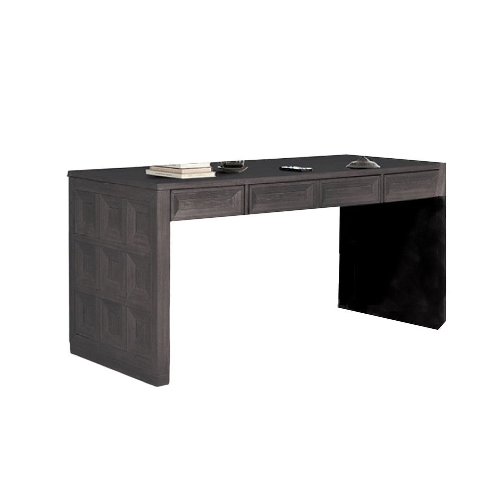 Kizie Writing Desk | 4 Drawers | Black Rubberwood | Rectangular 60"