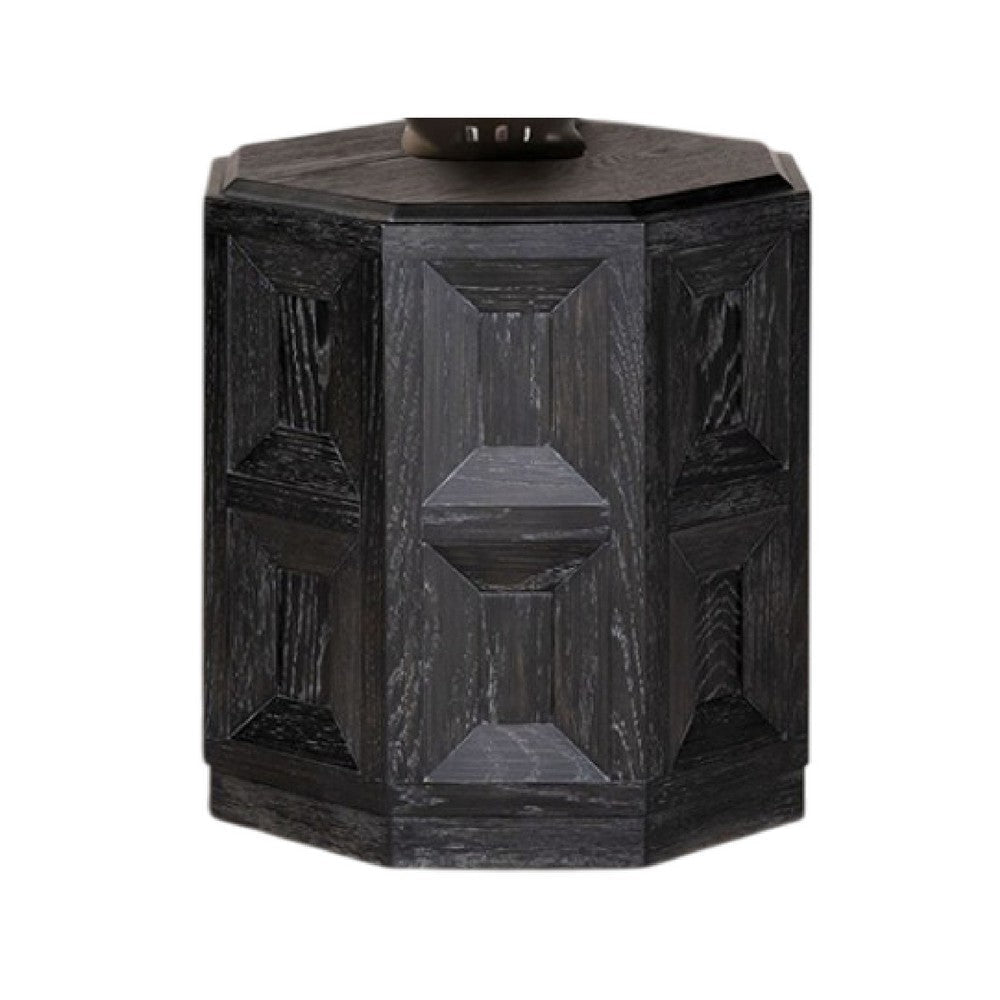 Kizie Accent Side End Table | Black Rubberwood | Rectangular 20’’ BM333763