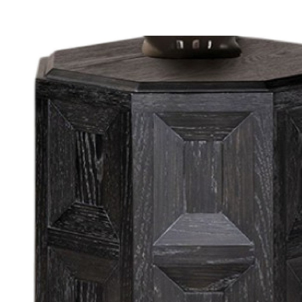 Kizie Accent Side End Table | Black Rubberwood | Rectangular 20’’ BM333763
